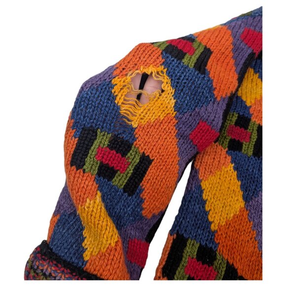 Miso Healthy To Wear Cardigan Sweater 90s Grunge Distressed Womens Size M/L - Picture 6 of 11